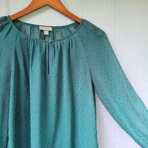 Point Sur Swiss Dot Emerald Green Blouse Sheer XS